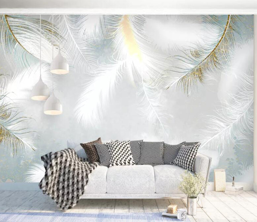 3D Swan Feather WC1872 Wall Murals