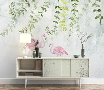 3D Vine Flamingo WC1766 Wall Murals