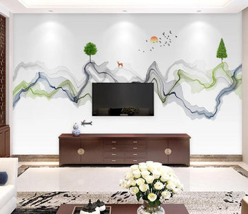 3D Mountain Sun WC1813 Wall Murals
