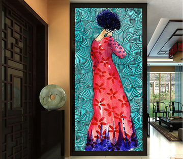 3D Red Cheongsam WG062 Wall Murals