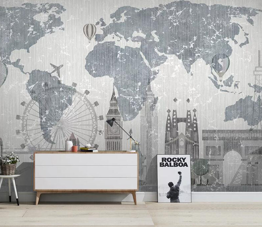 3D Eiffel Tower Map WC2336 Wall Murals