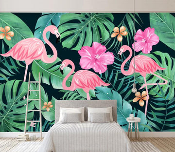 3D Flamingo Plant WC2387 Wall Murals