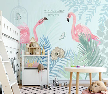 3D Cage Flamingo WC2253 Wall Murals