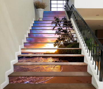 3D Sunset Seaside View 363 Stair Risers