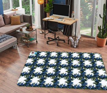 3D Blue Flower Plaid Pattern 107100 Kashmira Jayaprakash Rug Non Slip Rug Mat