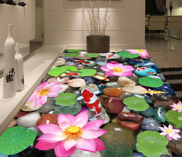 3D Lotus Koi 343 Floor Mural  Wallpaper Murals Rug & Mat Print Epoxy waterproof bath floor