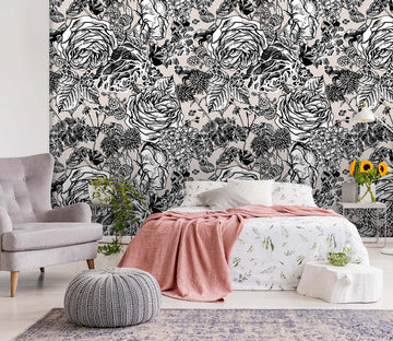 3D Doodle Peony Flower 55 Wall Murals