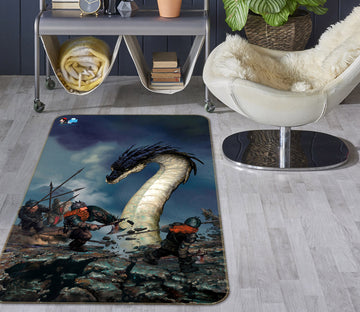 3D Dragon Soldier 6021 Ciruelo Rug Non Slip Rug Mat