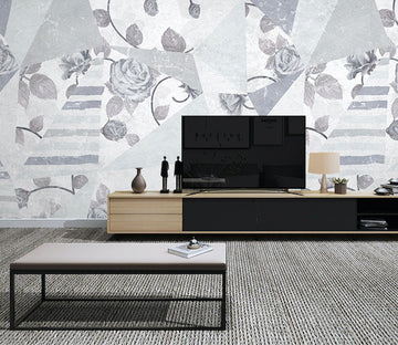 3D Grey Flowers WG266 Wall Murals