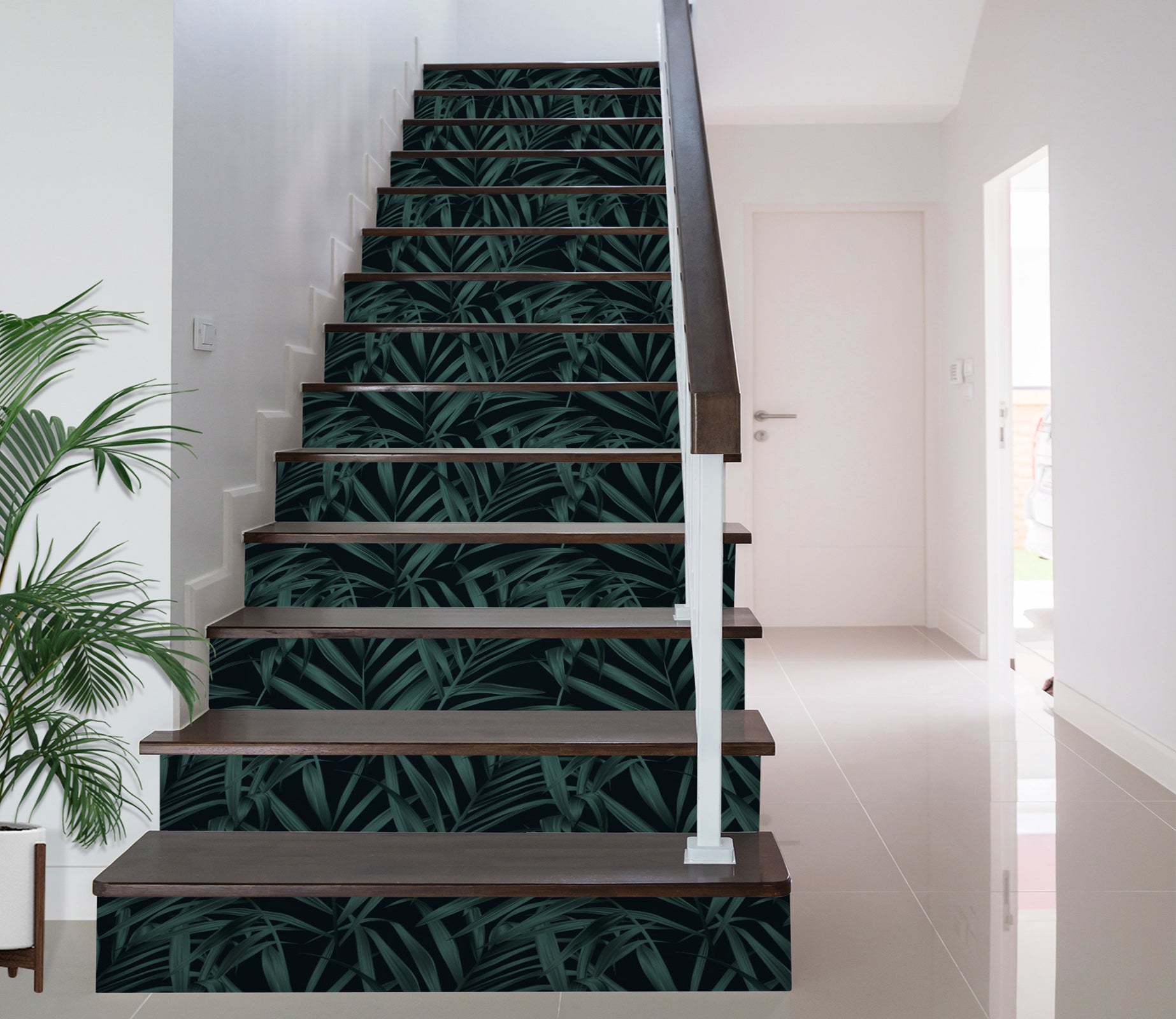 3D Arrangement Of Dark Leaves 476 Stair Risers