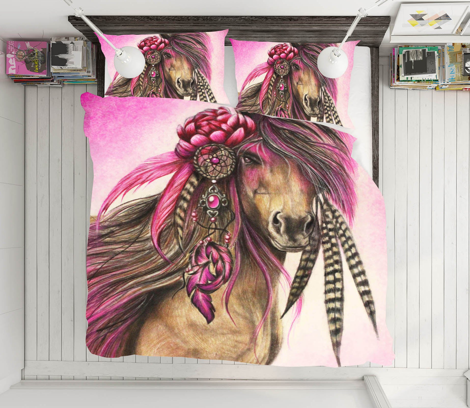 3D Horse Feather 8570 Sheena Pike Bedding Bed Pillowcases Quilt Cover Duvet Cover