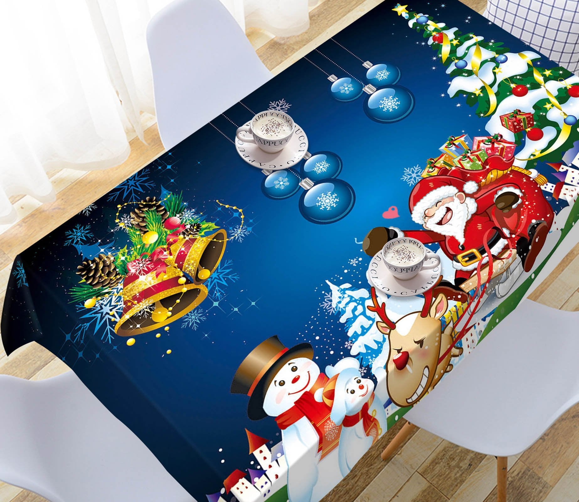 3D Bell Snowflake Christmas 34 Tablecloths Tablecloths AJ Creativity Home 