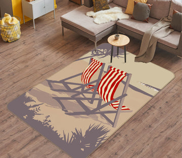 3D Bournemouth Red Deckchairs 1106 Steve Read Rug Non Slip Rug Mat