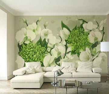 3D Green Flower WC191 Wall Murals
