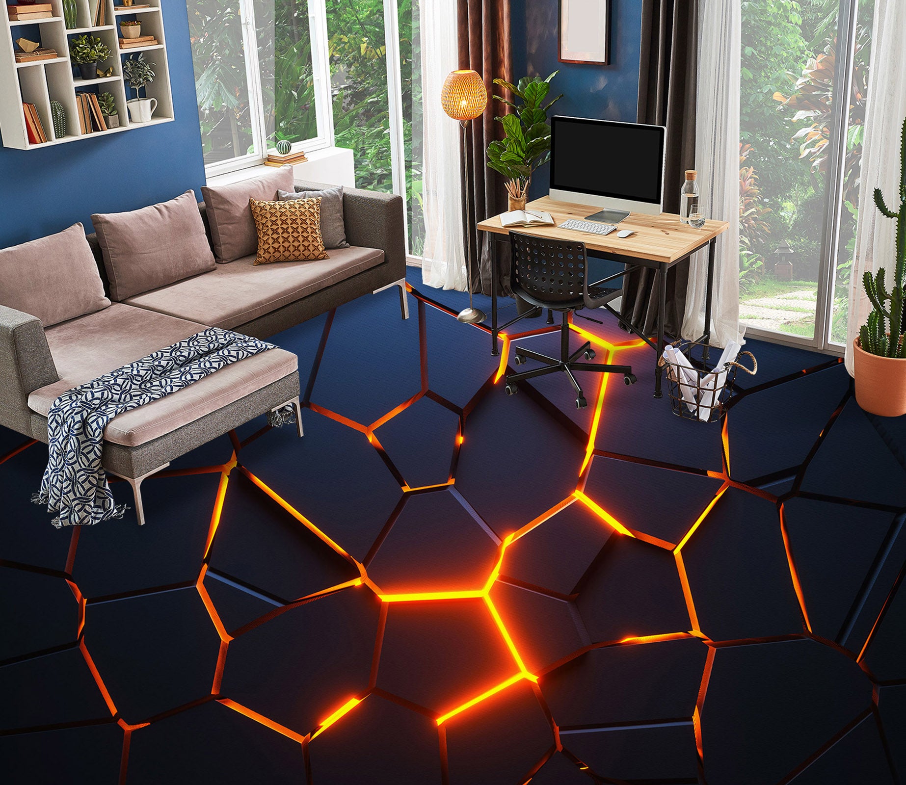 3D Bright Red Lines Connected 206 Floor Mural  Wallpaper Murals Rug & Mat Print Epoxy waterproof bath floor