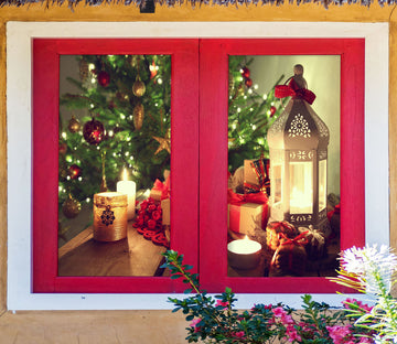 3D Candle Gift 30014 Christmas Window Film Print Sticker Cling Stained Glass Xmas