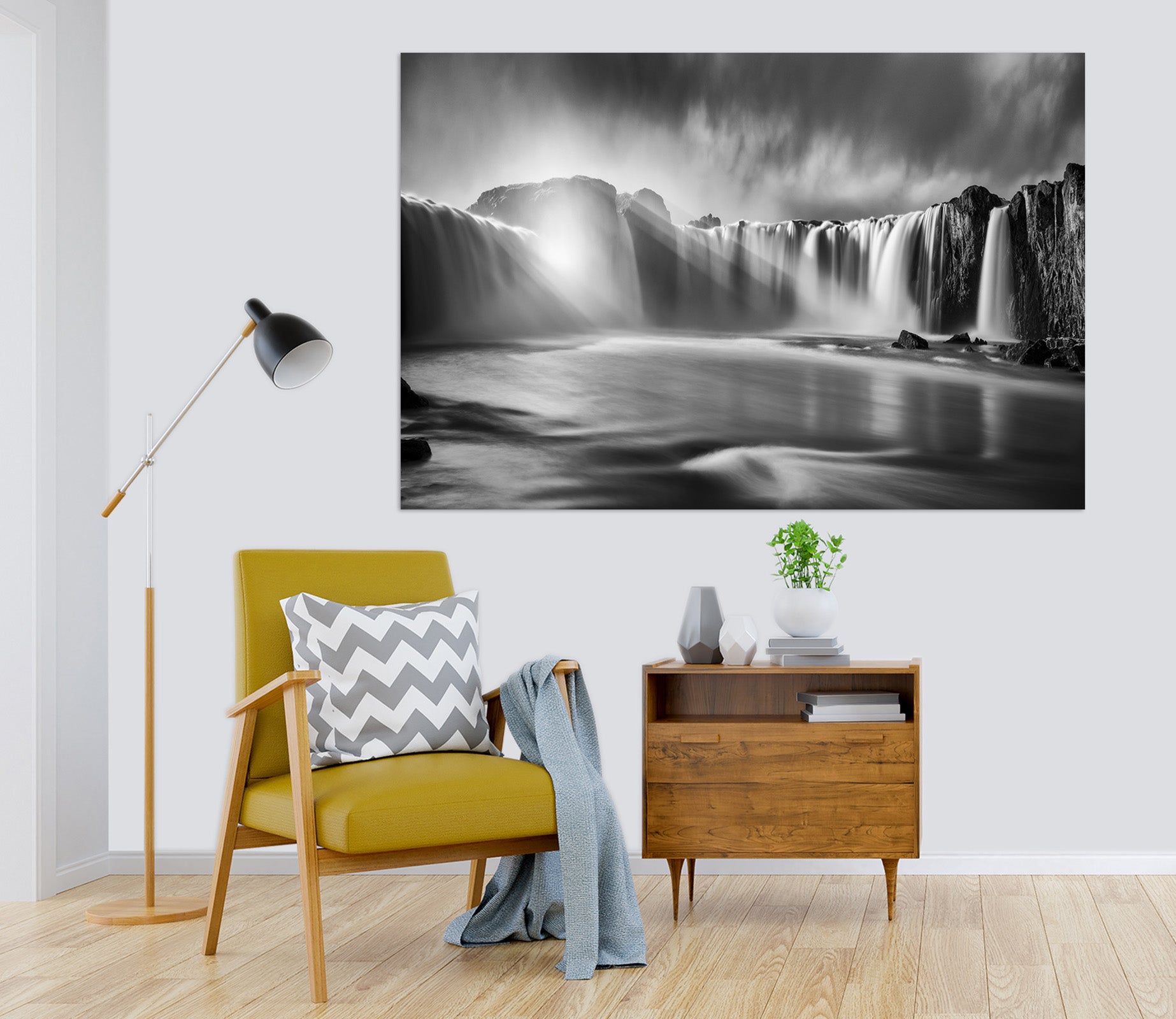 3D Grey Waterfall 174 Marco Carmassi Wall Sticker