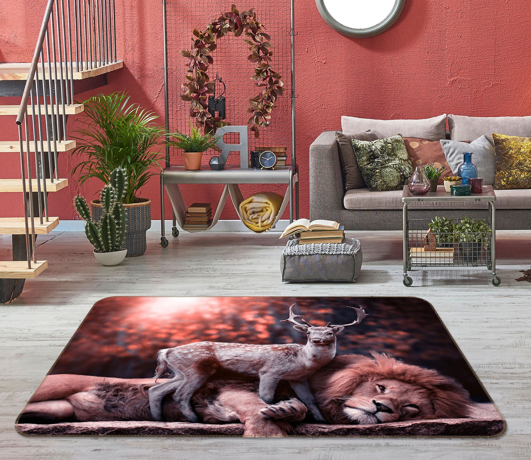 3D Fawn Lion 104 Animal Non Slip Rug Mat
