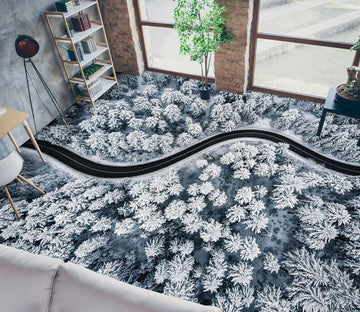 3D Road In Snow Forest 162 Floor Mural  Wallpaper Murals Rug & Mat Print Epoxy waterproof bath floor