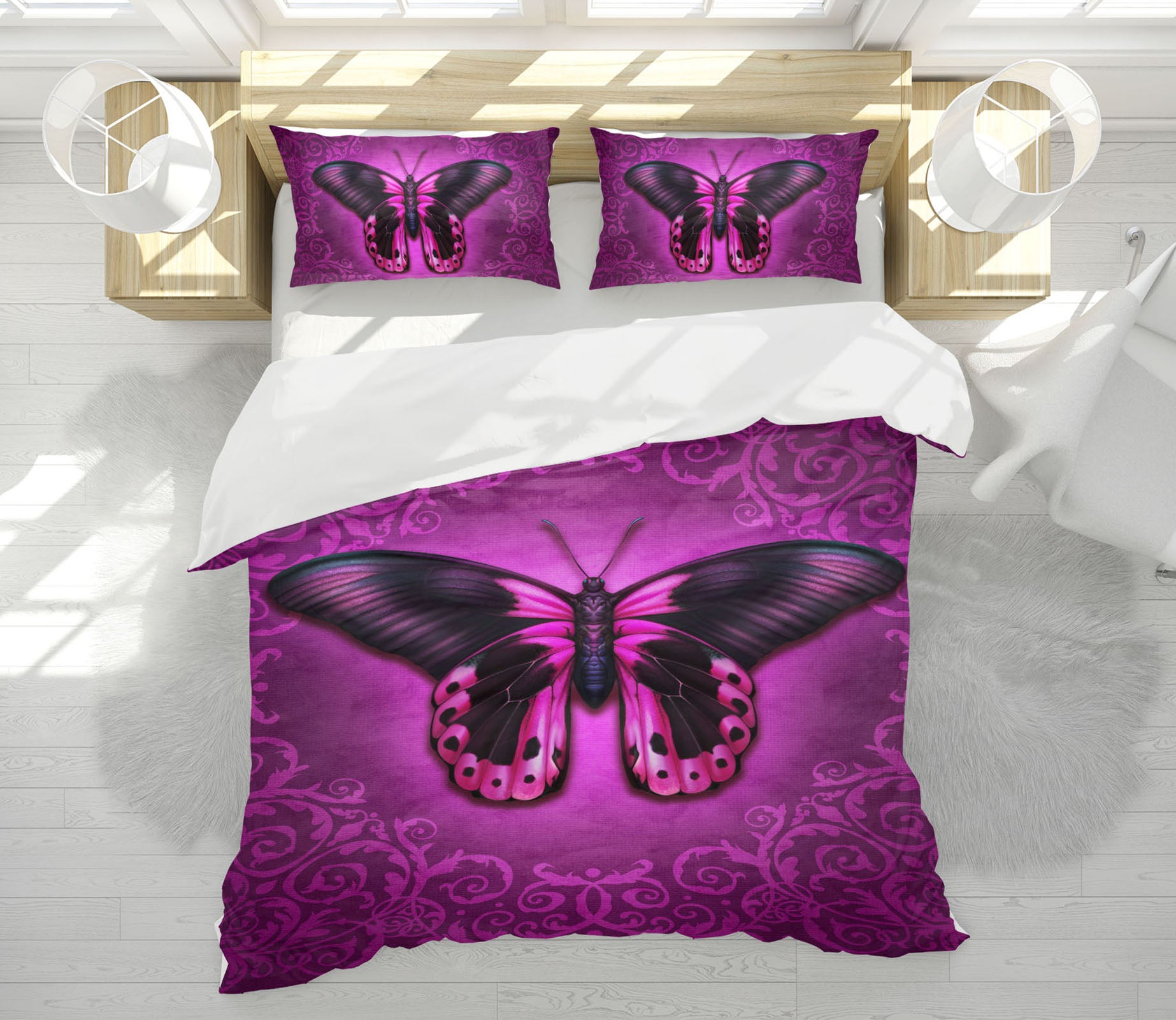 3D Pink Butterfly 8824 Brigid Ashwood Bedding Bed Pillowcases Quilt Cover Duvet Cover