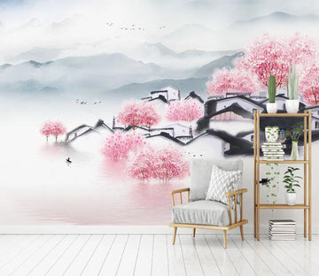 3D Pink Trees Embellishment 2035 Wall Murals