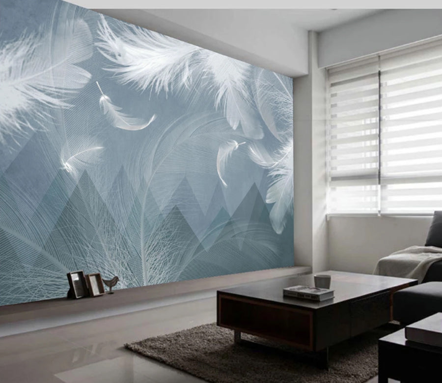 3D White Feather WC2453 Wall Murals