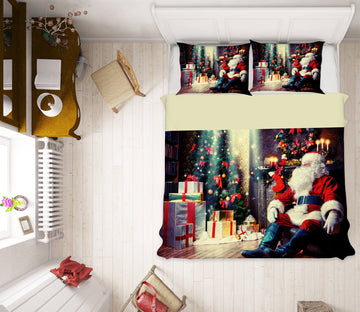 3D Santa Claus Gift Box 52117 Christmas Quilt Duvet Cover Xmas Bed Pillowcases