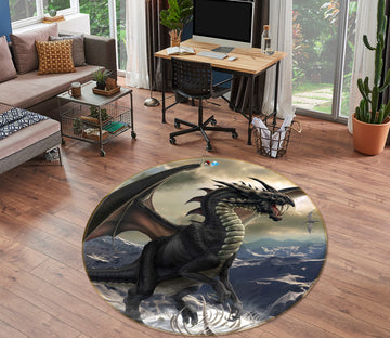 3D Dragon 4161 Tom Wood Rug Round Non Slip Rug Mat