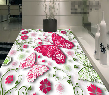 3D Pink Green Butterfly 314 Floor Mural  Wallpaper Murals Rug & Mat Print Epoxy waterproof bath floor