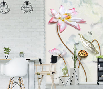 3D Pink Lotus 1866 Wall Murals
