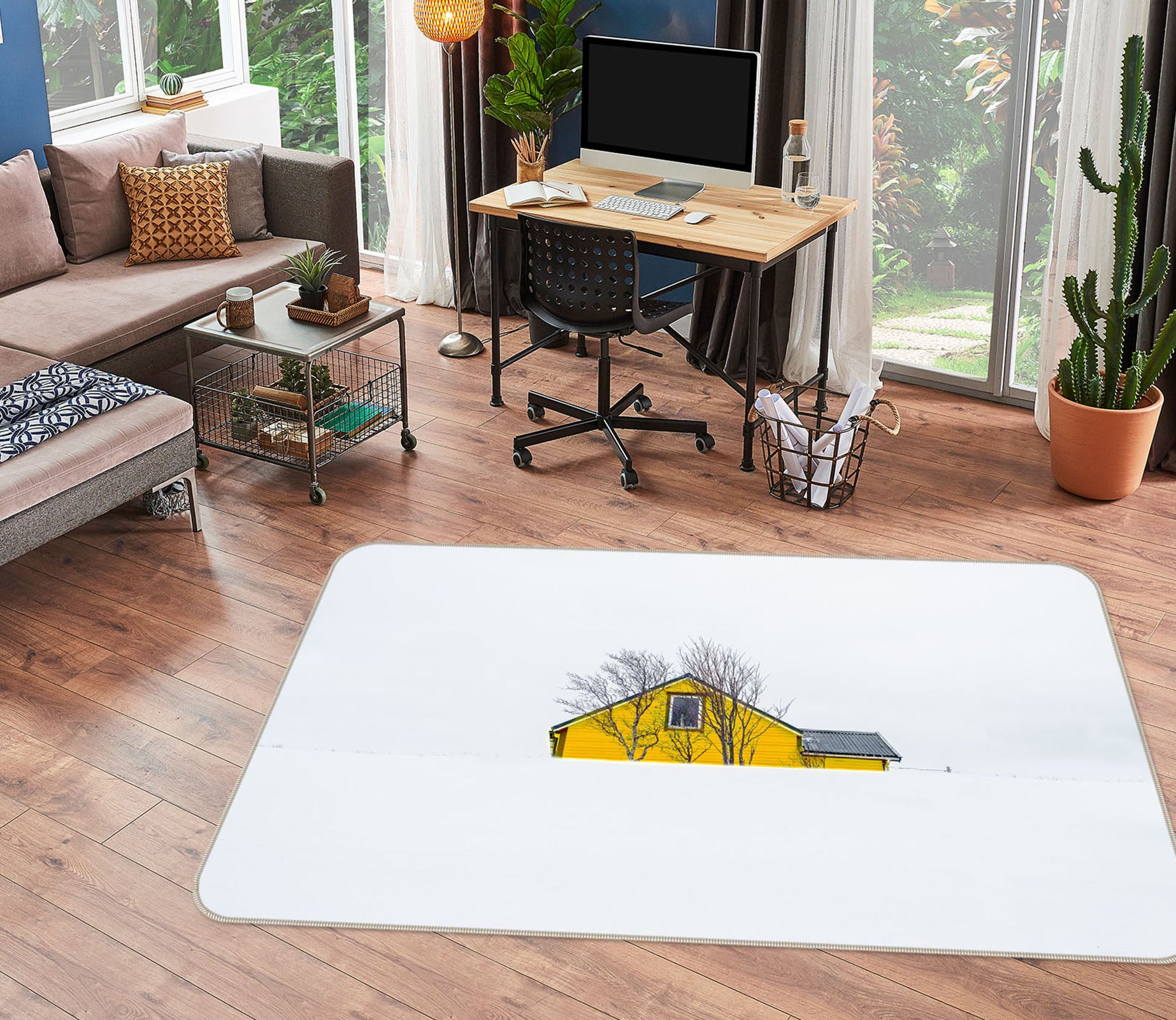 3D Yellow House 1088 Marco Carmassi Rug Non Slip Rug Mat