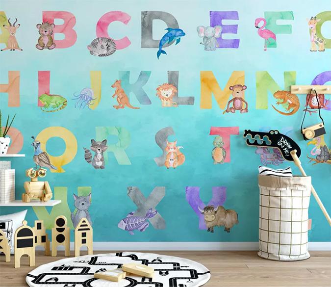 3D Colored Letters 610 Wall Murals Wallpaper AJ Wallpaper 2 