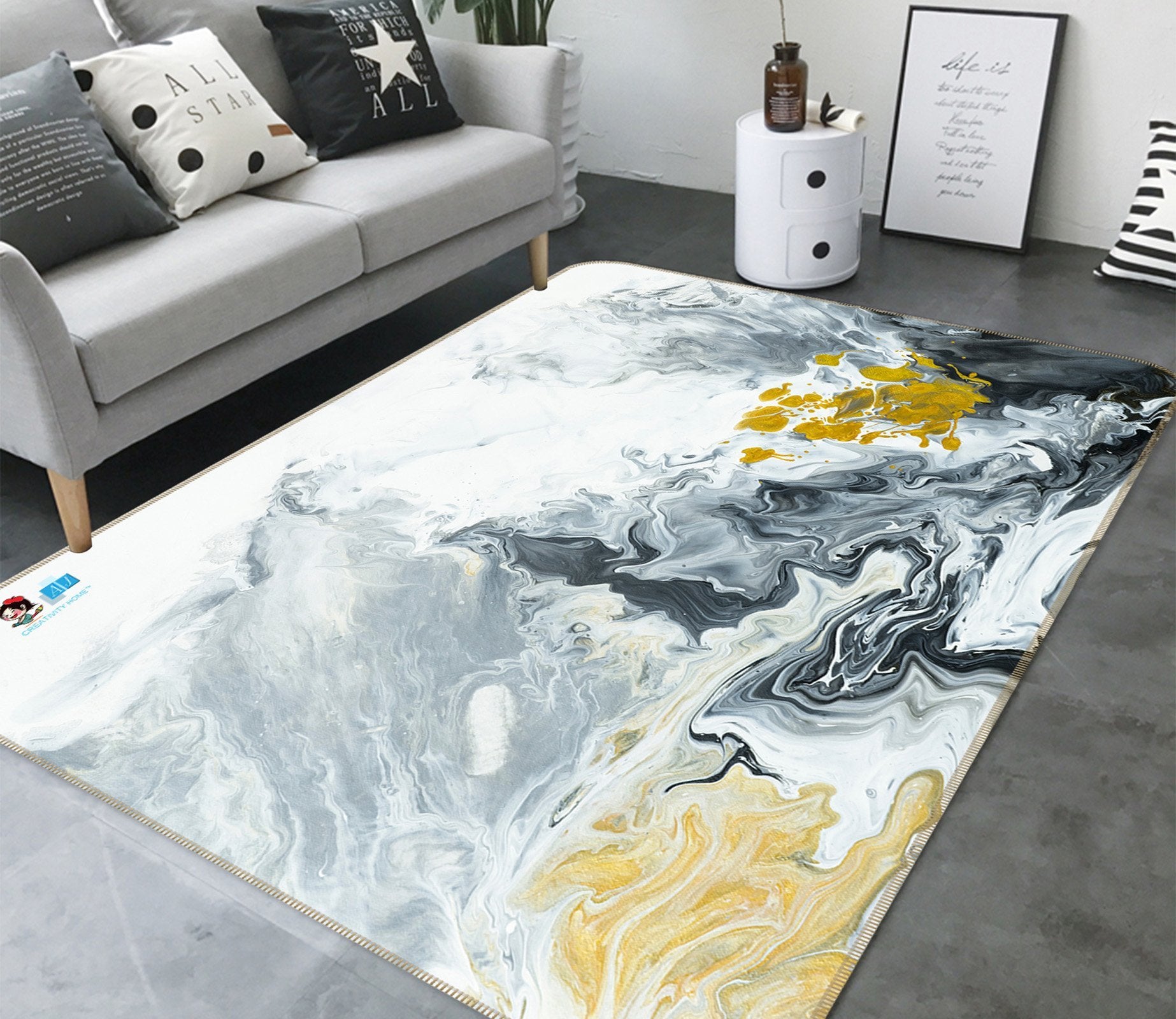 3D Gray Gradient 68 Non Slip Rug Mat Mat AJ Creativity Home 