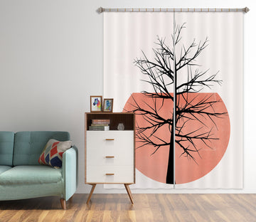 3D Pink Moon Tree 1056 Boris Draschoff Curtain Curtains Drapes