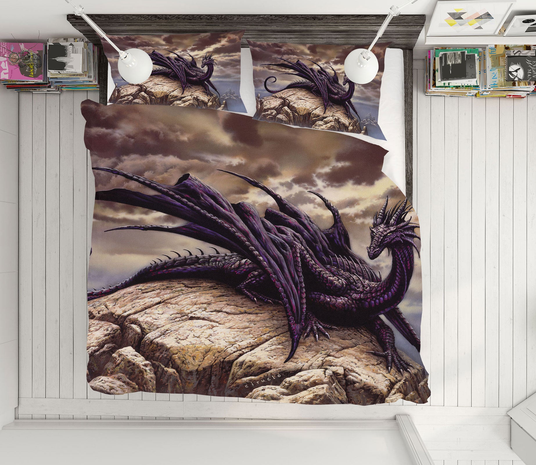 3D Stone Dragon 6197 Ciruelo Bedding Bed Pillowcases Quilt
