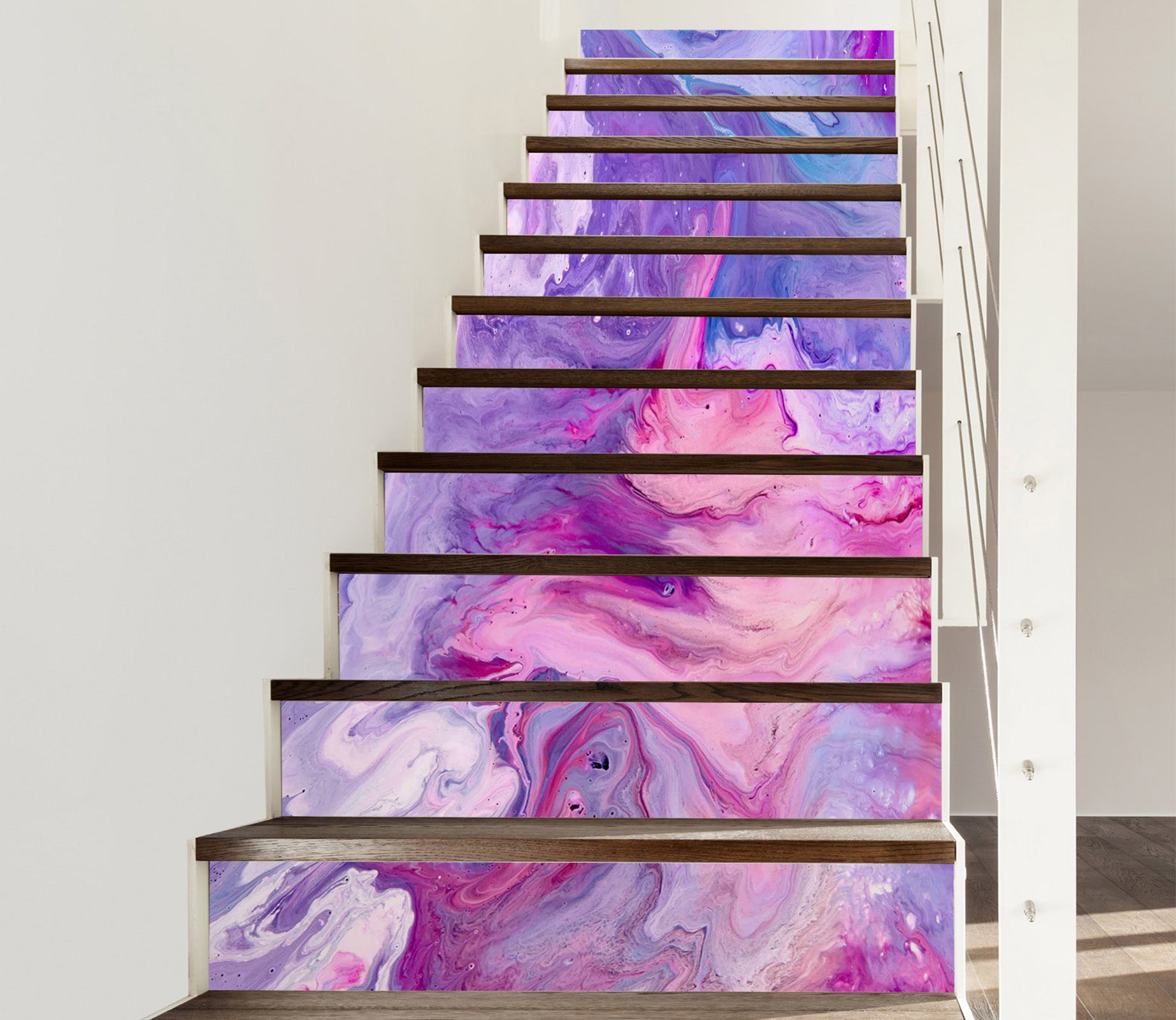 3D Purple Curved Texture 558 Stair Risers