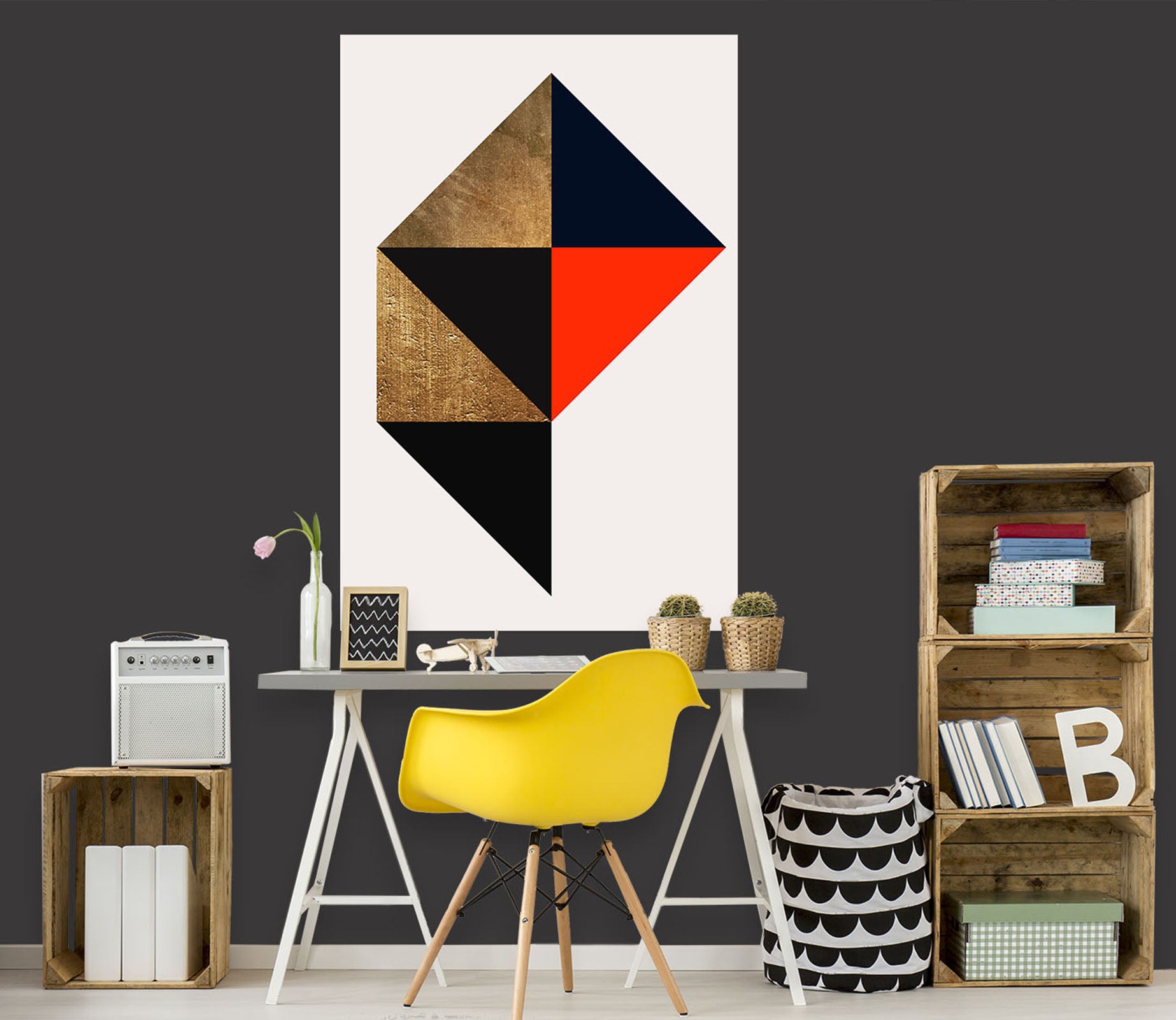 3D Colored Triangle 232 Boris Draschoff Wall Sticker