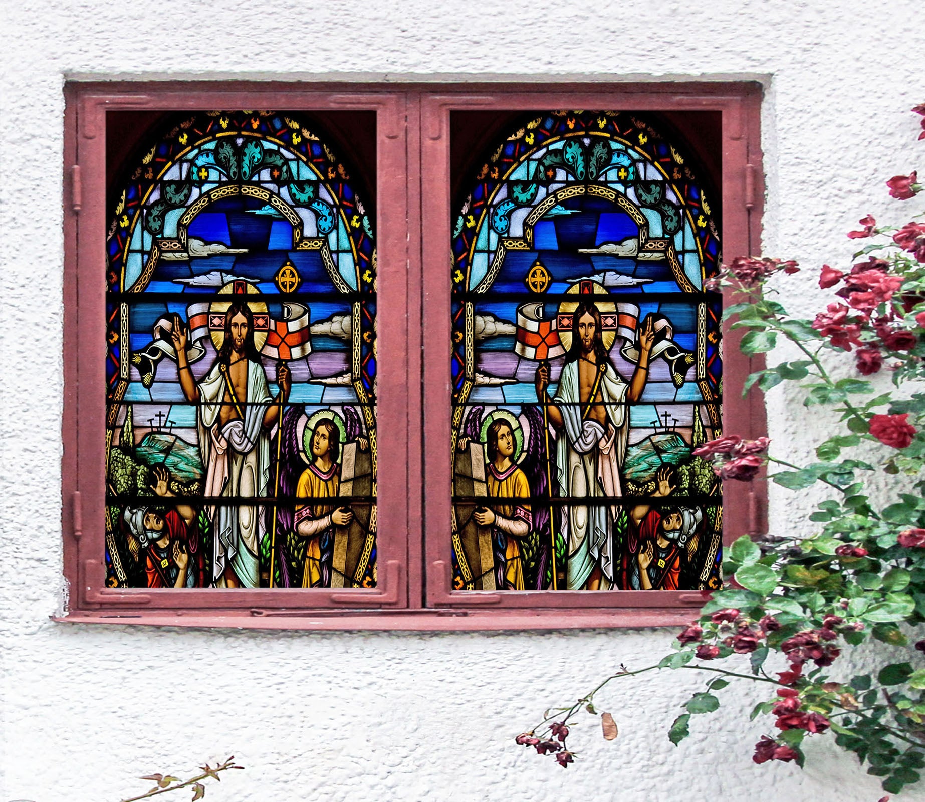 3D Religious Soldier 108 Window Film Print Sticker Cling Stained Glass UV Block