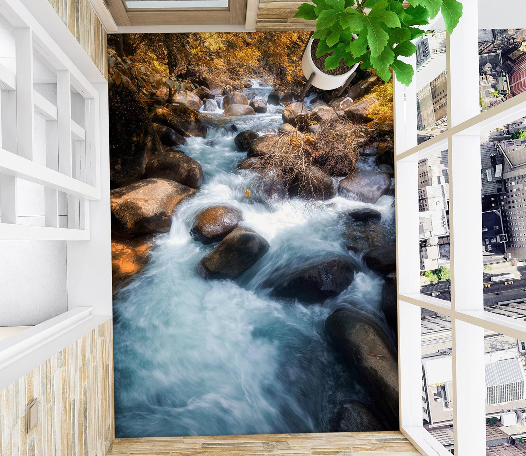 3D Clear Flowing Water 889 Floor Mural  Wallpaper Murals Rug & Mat Print Epoxy waterproof bath floor