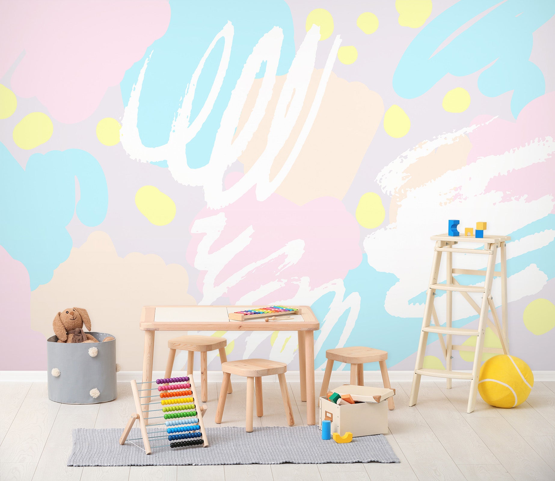 3D Light Pink Light Blue 57216 Wall Murals