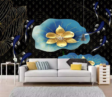 3D Golden Lotus WC2258 Wall Murals