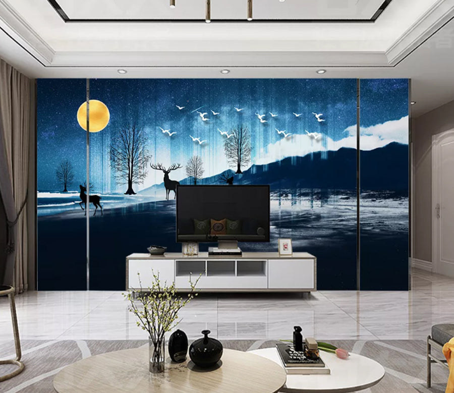 3D Pigeon Deer WC2462 Wall Murals