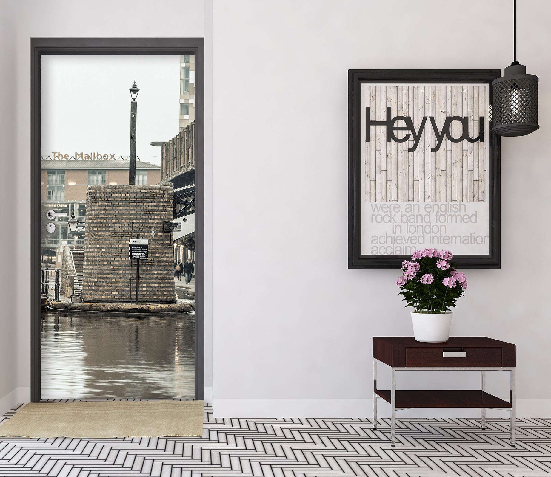 3D River City Buildings 106100 Assaf Frank Door Mural