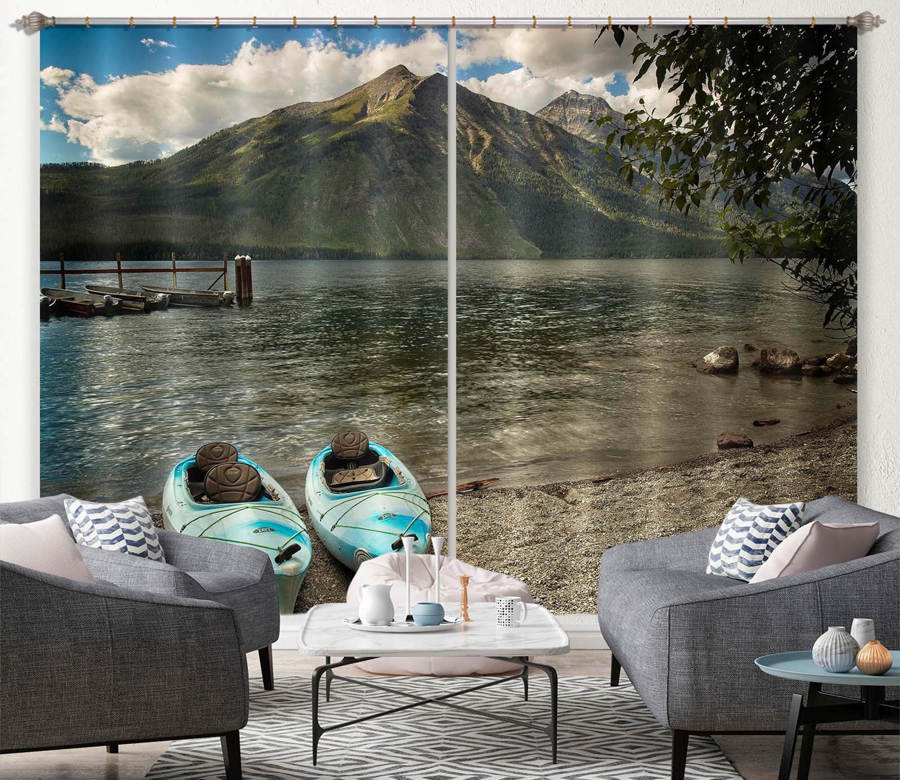 3D Underwater Ship 051 Kathy Barefield Curtain Curtains Drapes