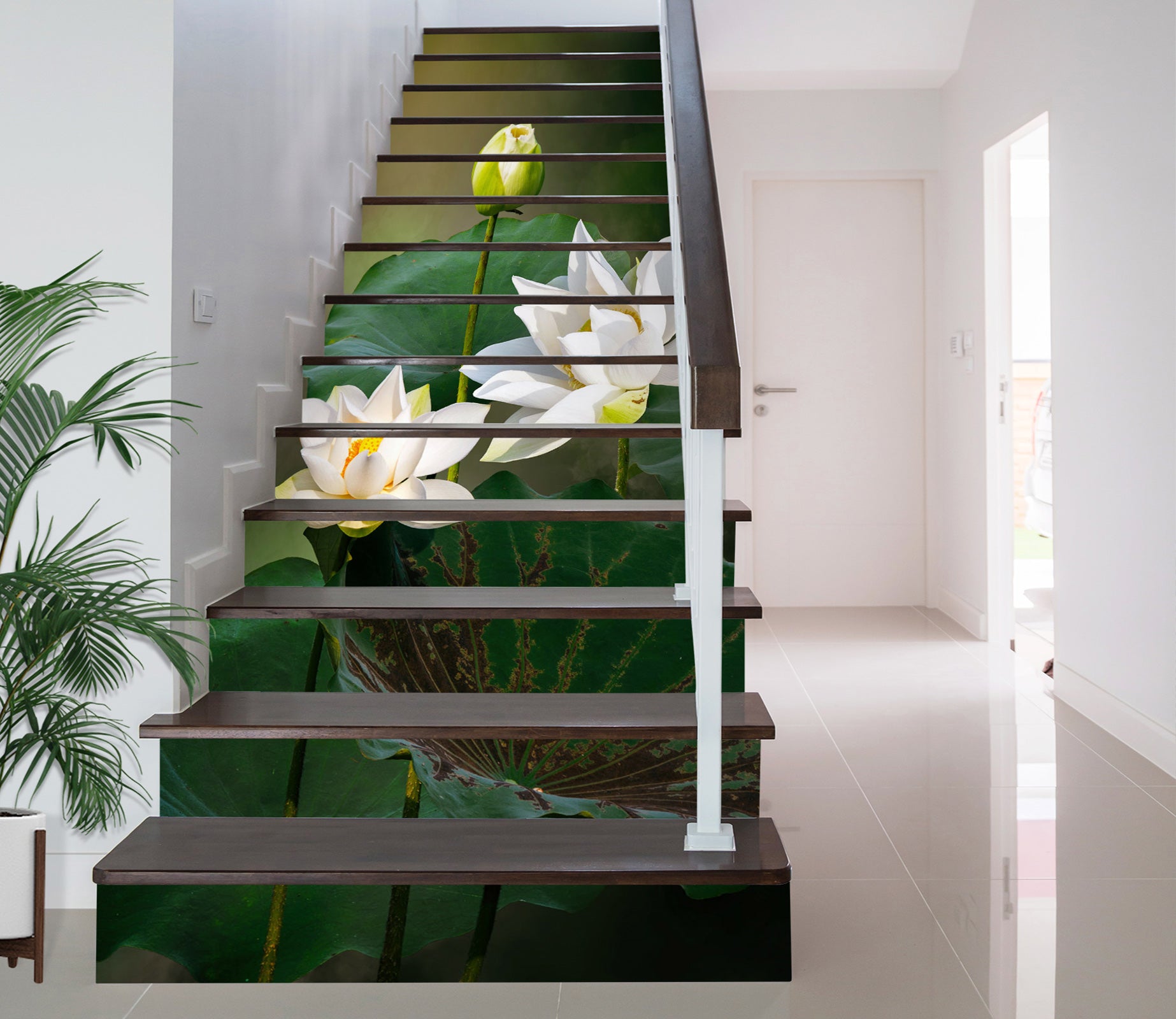 3D White Pure Lotus 522 Stair Risers