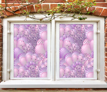 3D Purple Seashell 101 Window Film Print Sticker Cling Stained Glass UV Block