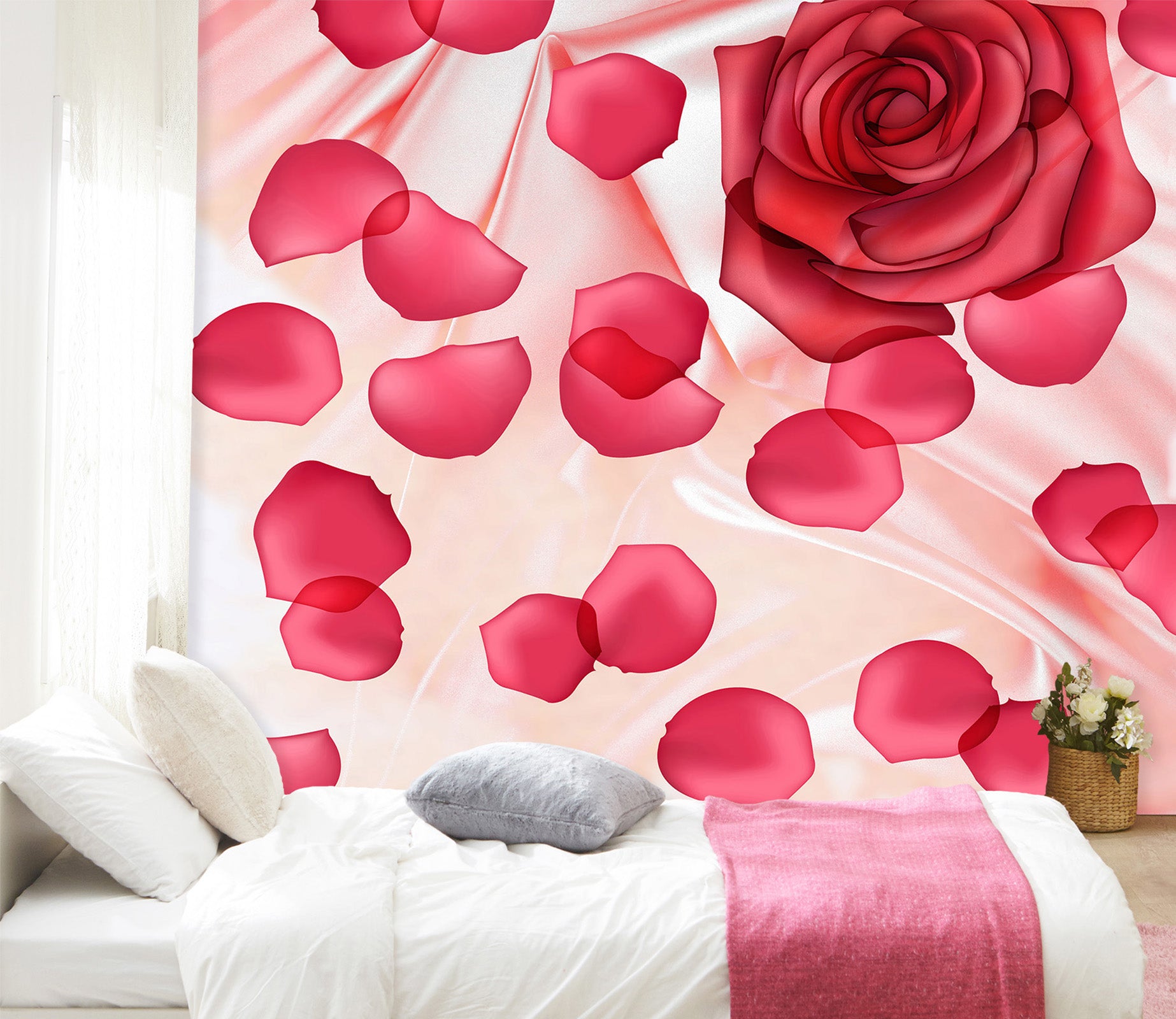 3D Pink Rose 1701 Wall Murals