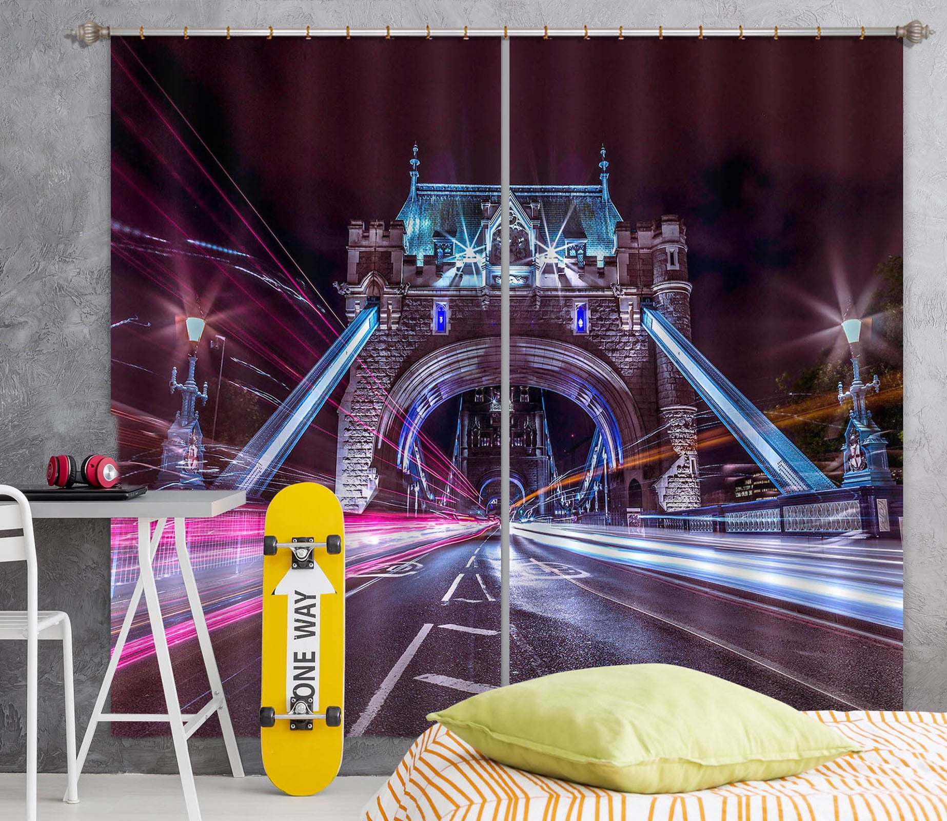 3D Colored Bridge 217 Assaf Frank Curtain Curtains Drapes