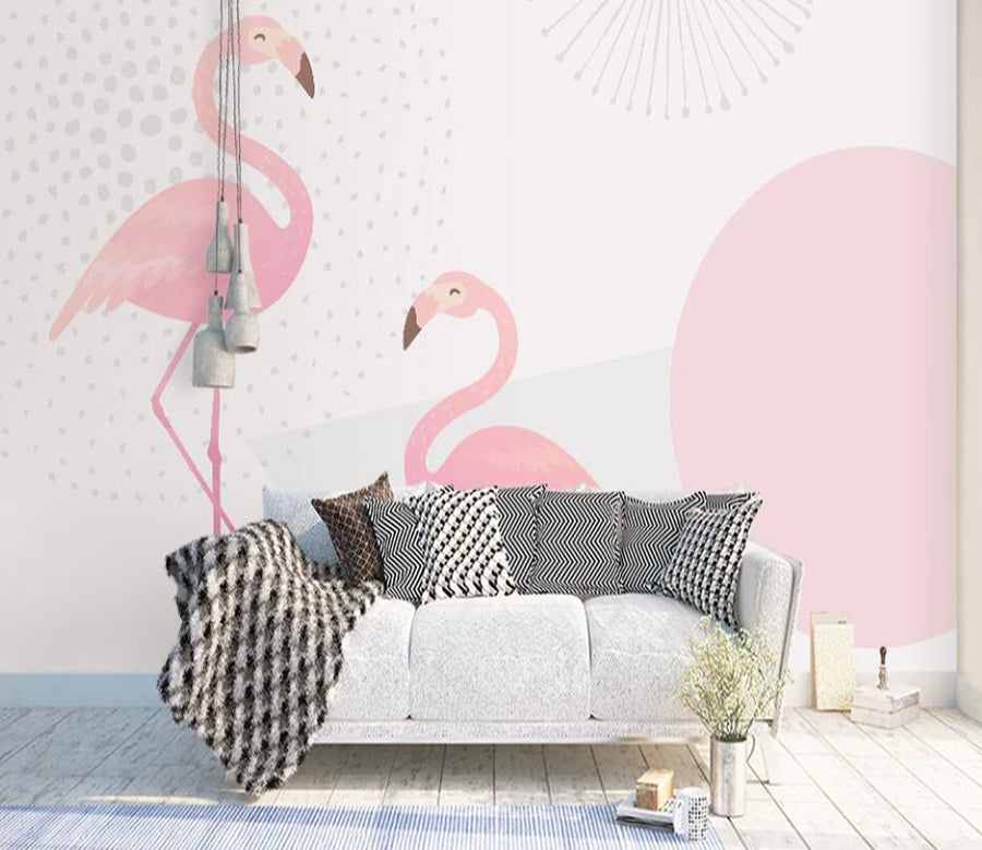 3D Pale Pink Flamingos 941 Wall Murals