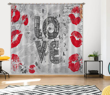 3D Red Lips 852 Curtains Drapes